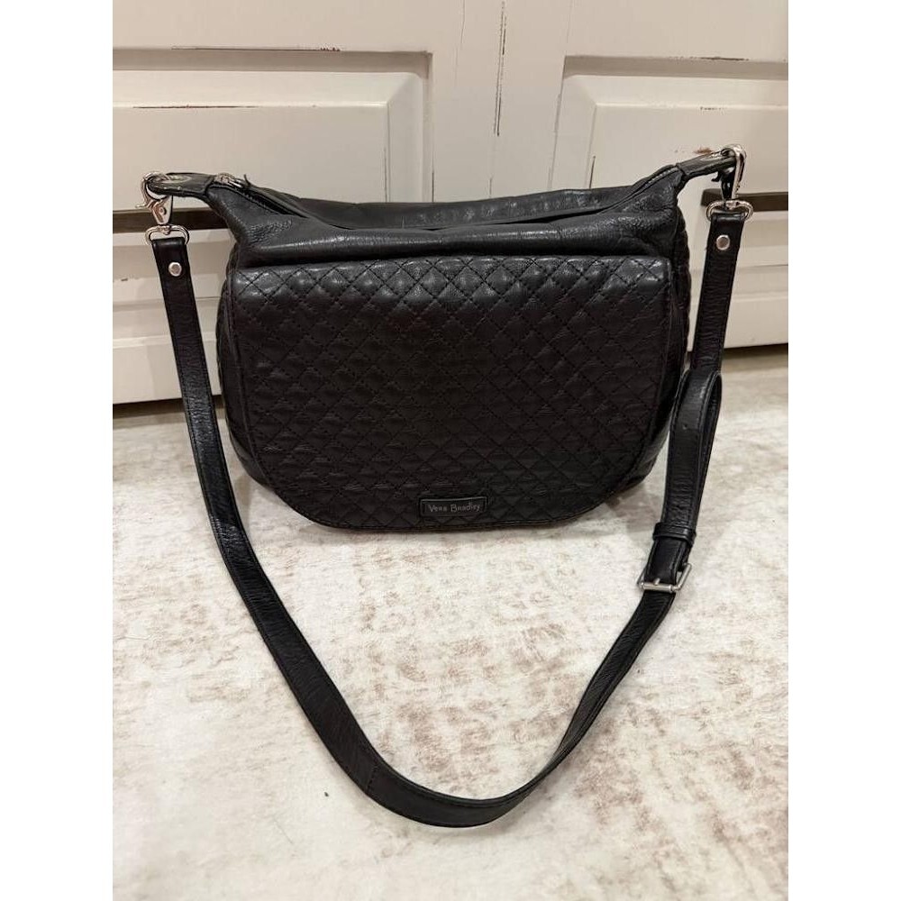 Vera Bradley Carson Black Quilted Leather Shoulder Bag